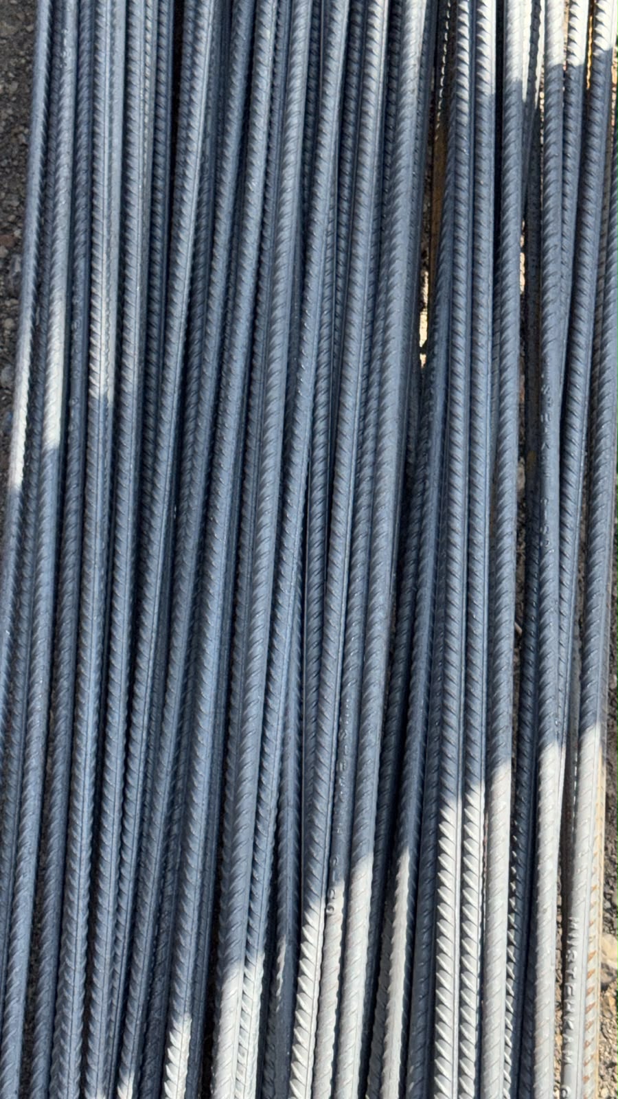 Stacked ribbed steel reinforcement bars